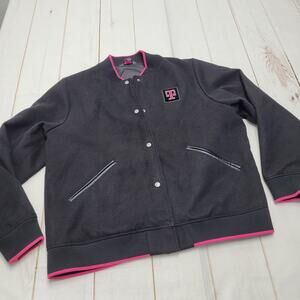 T-Mobile employee varsity bomber letterman jacket black hot pink